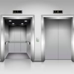 vector-realistic-open-and-closed-chrome-metal-office-building-elevator-doors